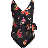 Women's Plus Size Side Tie Wrap One Piece Swimsuit
