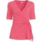Women's Petite Elbow Sleeve Lightweight Jersey Side Tie Blouse