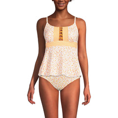 Women's D-Cup Lace-up Flutter Tankini Top