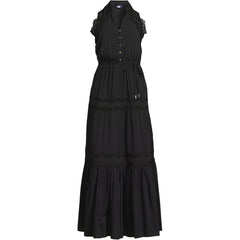 Women's Petite Cotton Voile Halter Tiered Maxi Dress