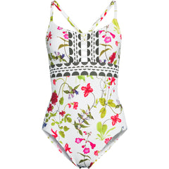 Women's Long Lace Up One Piece Swimsuit