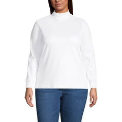 Women's Plus Size Long Sleeve Supima Mock Turtleneck