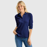 Women's Plus Size Supima Cotton 3/4 Sleeve Polo Shirt