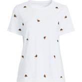 Women's Relaxed Supima Cotton Embroidered Crew Neck T-Shirt