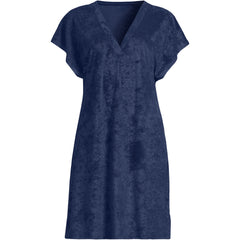 Women's Terry Dolman Sleeve V-Neck Cover Up Dress