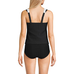 Women's Long Texture Square Neck Tankini Swimsuit Top