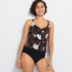 Women's Smoothing Control Blouson Fauxkini One Piece Swimsuit