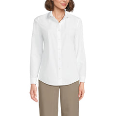 Women's Long Sleeve Peter Pan Collar Broadcloth Shirt
