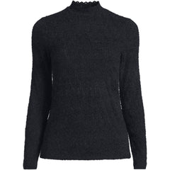 Women's Plus Size Long Sleeve Brushed Lace Mock Neck Top
