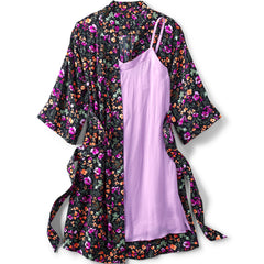 Women's Matte Satin 2 Piece Pajama Set - Nightgown and Robe