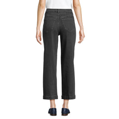 Women's Soft Denim High Rise Wide Leg Patch Pocket Crop Jeans