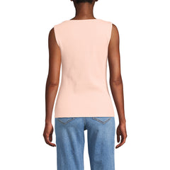 Women's Sleeveless Pointelle Rib Boat Neck Tank