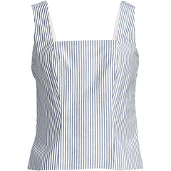 Women's Plus Size Poplin Princess Seam Square Neck Sleeveless Top