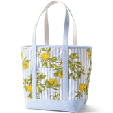 Large Print 5 Pocket Open Top Long Handle Canvas Tote Bag