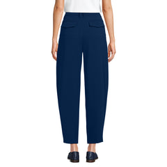 Women's Tall Crepe High Rise Pleated Barrel Leg Ankle Pants