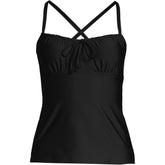 Women's Chlorine Resistant Tie Front Underwire Tankini Swimsuit Top Adjustable Straps