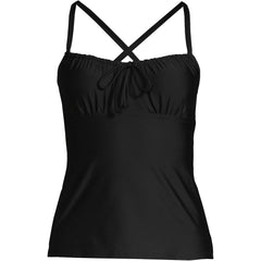 Women's D-Cup Chlorine Resistant Tie Front Underwire Tankini Swimsuit Top Adjustable Straps