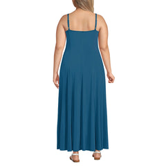 Women's Plus Size Silky Knit Godet Maxi Dress