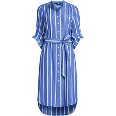 Women's Petite Poplin Oversized Puff Sleeve Midi Shirt Dress