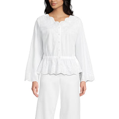 Women's Embroidered Poplin Long Sleeve Blouse