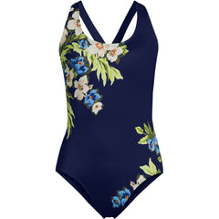 Women's Petite Tugless X-Back One Piece Swimsuit