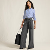 Women's Petite Brushed Flannel Mid Rise Wide Leg Trousers