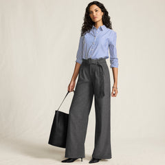Women's Petite Brushed Flannel Mid Rise Wide Leg Trousers