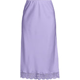 Women's Plus Size Satin Lace Trim Midi Skirt