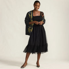 Women's Flocked Chiffon Midi Dress