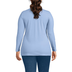 Women's Plus Size Long Sleeve Polished Rib Button Through Tunic Shirt