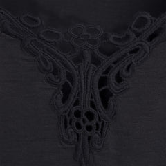 Women's Elbow Sleeve Slub Lace Trim T-Shirt
