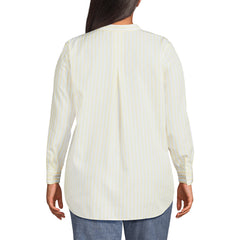 Women's Plus Size No Iron Banded Collar Popover Shirt
