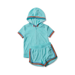 Girls Terry Zip Front Top and Shorts Cover Up Set