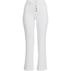 Women's High Rise Denim Button Front Kick Flare Crop Jeans
