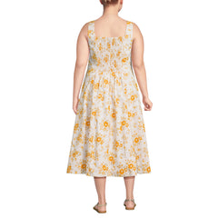 Women's Plus Size Princess Seamed Cotton Poplin Midi Dress