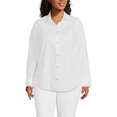 Women's Plus Size Poplin Tie Sleeve Shirt