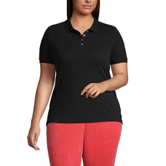 Women's Plus Size Short Sleeve Feminine Fit Banded Mesh Polo Shirt