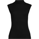 Women's Cap Sleeve Drapey Rib Fitted Funnel Neck Tank