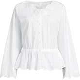 Women's Embroidered Poplin Long Sleeve Blouse