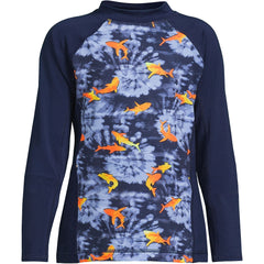 Boys Husky Mock Neck Long Sleeve UPF 50 Swim Rash Guard