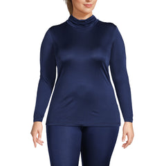 Women's Plus Size Silk Interlock Turtleneck Long Underwear Top
