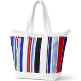 Extra Large Print 5 Pocket Zip Top Long Handle Canvas Tote Bag