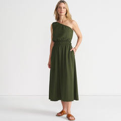 Women's Creaseless One Shoulder Midi Dress