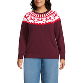 Women's Plus Size Drifter Jacquard Raglan Crew Neck Sweater