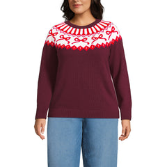 Women's Plus Size Drifter Jacquard Raglan Crew Neck Sweater