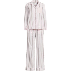 Women's Petite Cotton Poplin 2 Piece Pajama Set - Long Sleeve Top and Pants