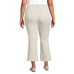 Women's Plus Size Recycled Denim High Rise Button Front Kick Flare Crop Jeans