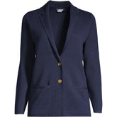 Women's Plus Size Fine Gauge Cotton Button Front Blazer Sweater