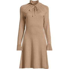 Women's Plus Size Fine Gauge Cotton Fit and Flare Sweater Dress