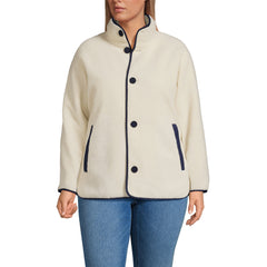 Women's Plus Size Sherpa Fleece Reversible Mixed Media Long Jacket